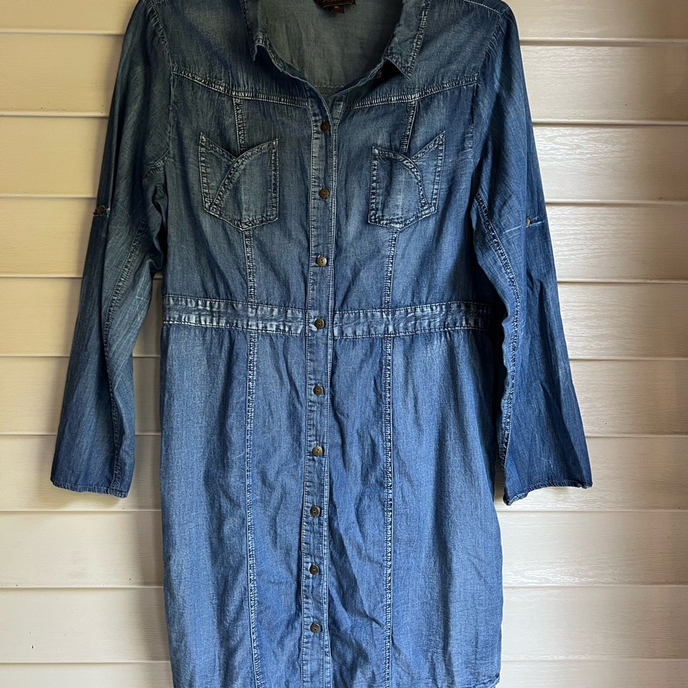 Denim Button-Up Dress Lightweight Size 16